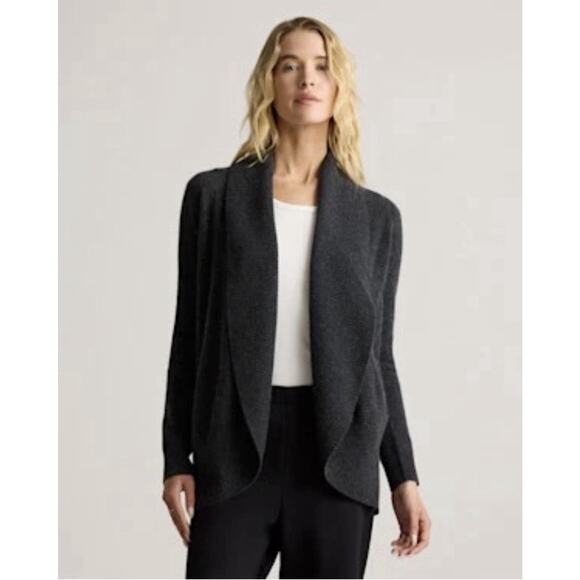 Quince Mongolian Cashmere Open Cardigan Sweater Charcoal Gray Womens Small - Picture 1 of 10
